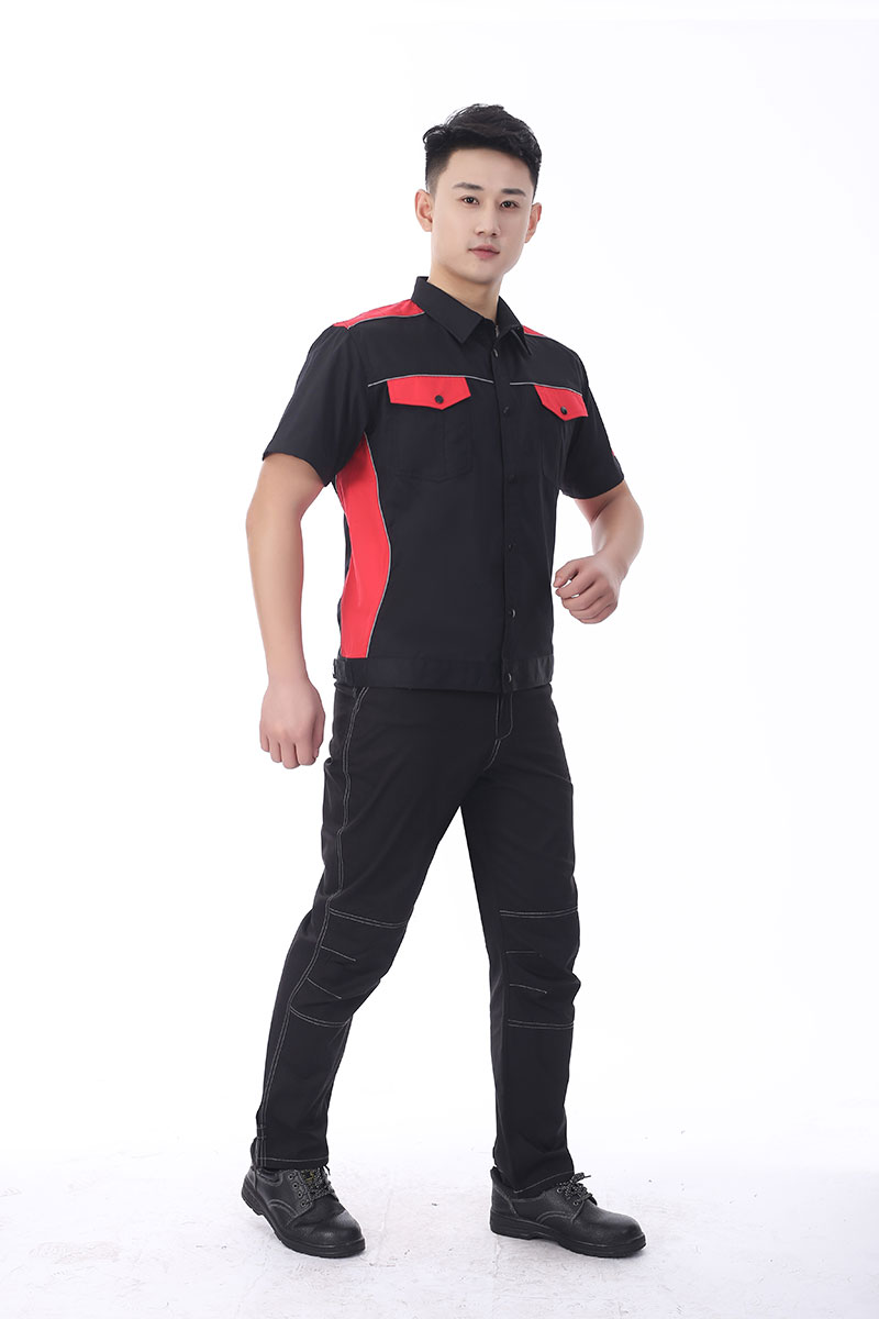 防撕裂工作服黑色紅